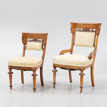 A sofa, two armchairs and four chairs, mahognay, Baltic area, second part of the 19th Century.