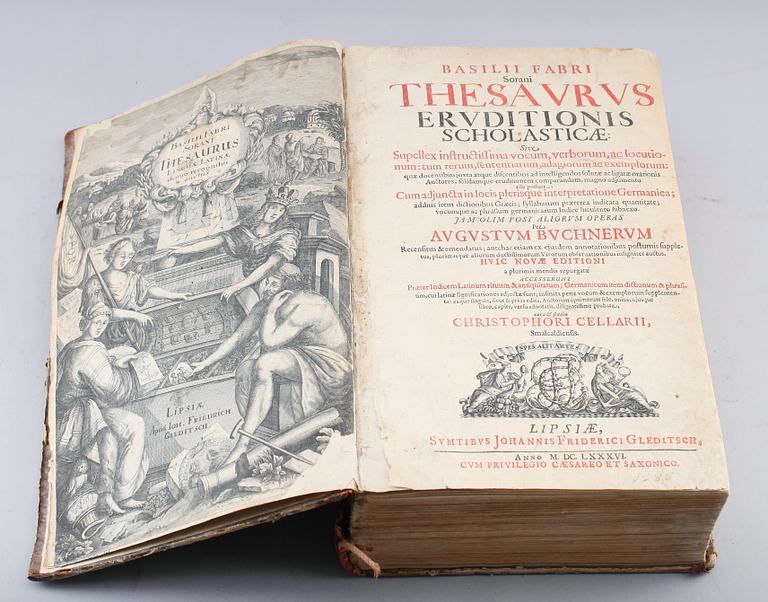 BOK: "Basilii Fabri Sorani Thesaurus Eruditionis Scholasticae", Christophori Cellarii, 1686.