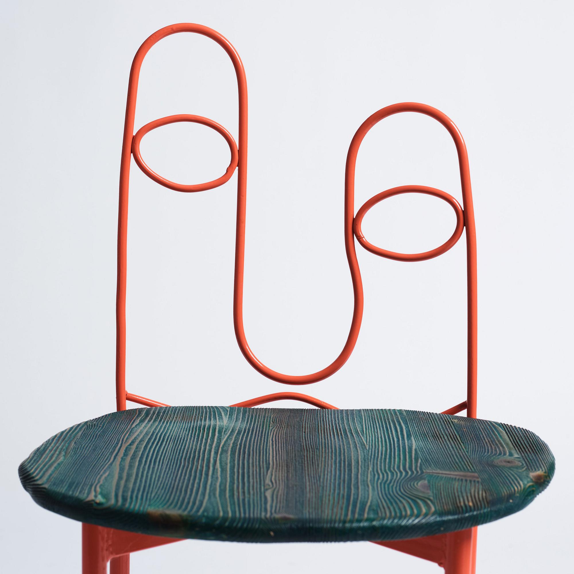Fredrik Paulsen, Kristoffer Sundin and Simon Klenell, 4 chairs, made exclusively for the restaurant Omnipollo in Gothenburg Sweden, 2018.