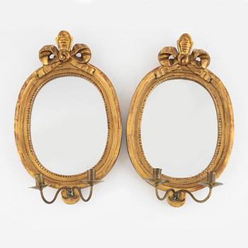 Mirror sconces, Gustavian style, second half of the 20th century.