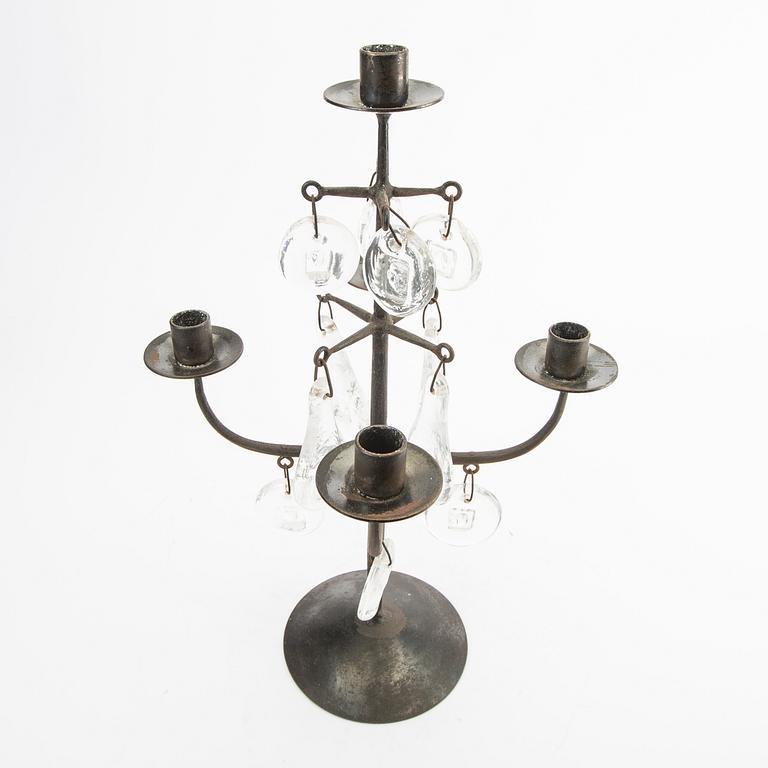 Erik Höglund, a metal and glass candelabra Kosta smide later part of the 20th century.