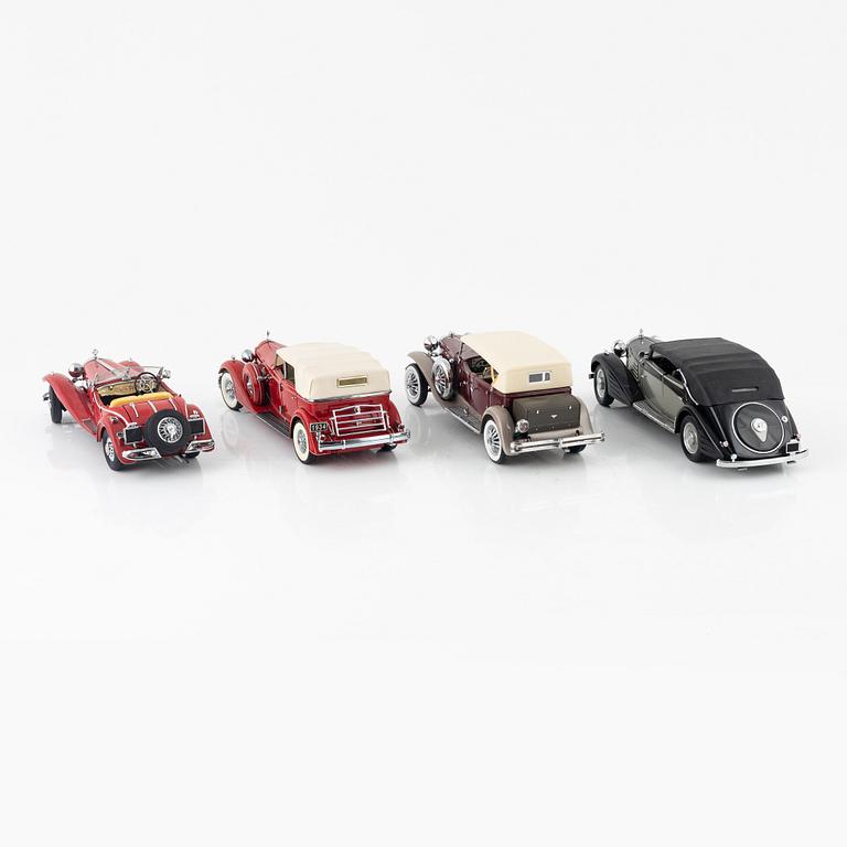 Seven die cast model cars, Franklin Mint.