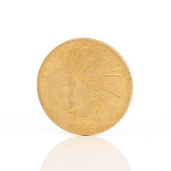 GULDMYNT, 10 Dollars, USA 1913. Vikt ca 16 g.