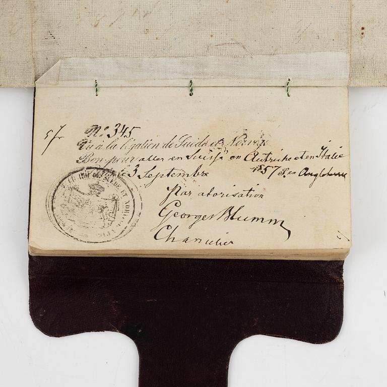 Pass, nr 221, för greve och grevinnan Piper, 1857.