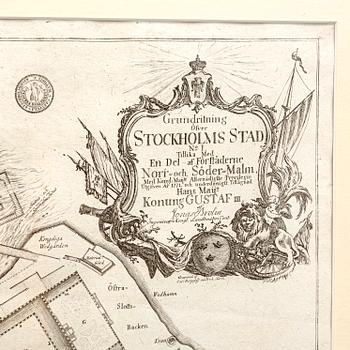 Jonas Brolin, karta över Stockholm, kopparstick, Stockholm 1771.