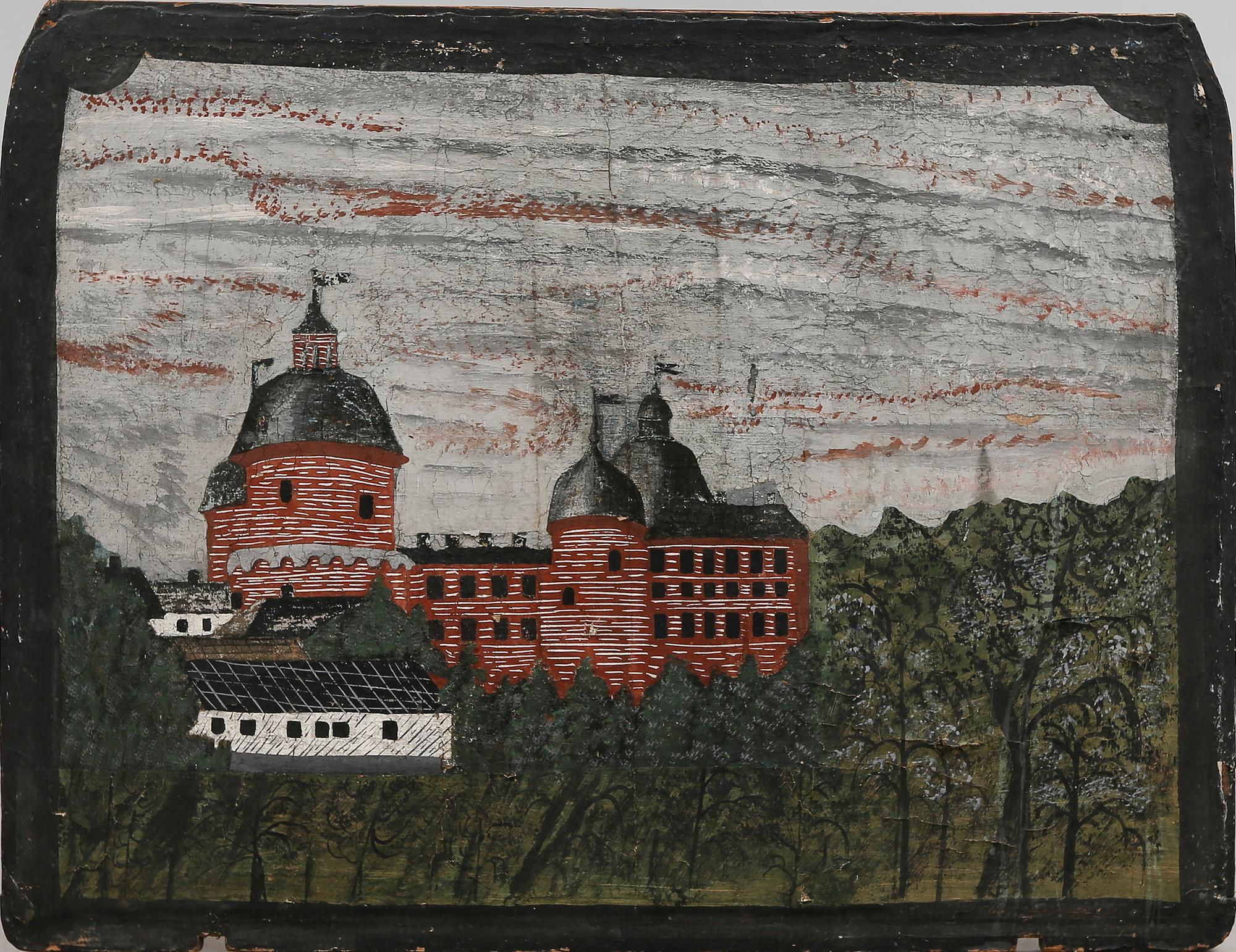 VÄGGFÄLT, olja på duk, 1700-/1800-tal.