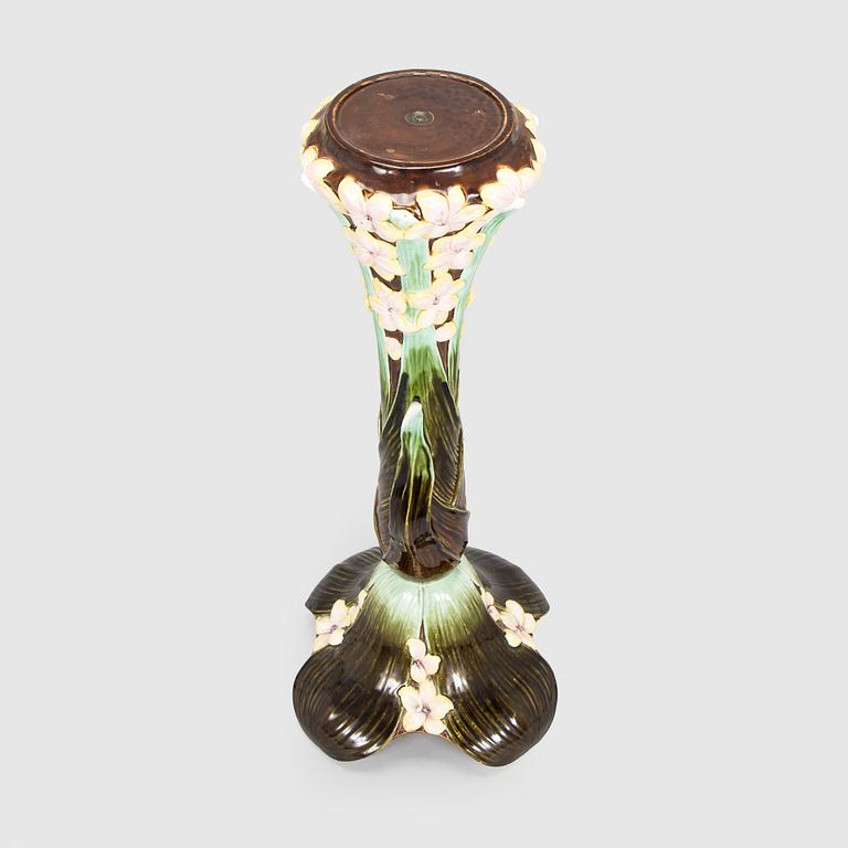Flower pedestal, majolica, early 20th century.