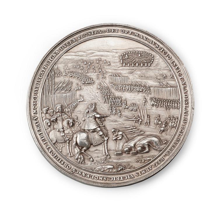 MEDALJ, Polens seger över Ryssland vid Smolensk 1634 och stilleståndet med Turkiet och Sverige förlängt vid.