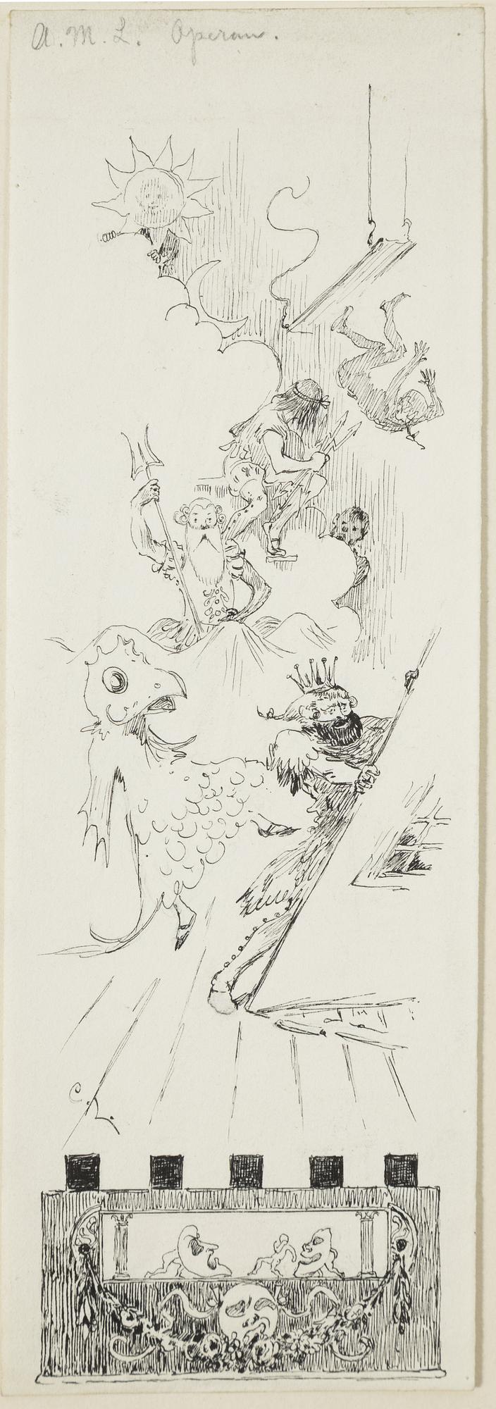 Carl Larsson,  4 drawings, signed C.L, Indian ink and hightening white, 1 drawing on scraperboard.