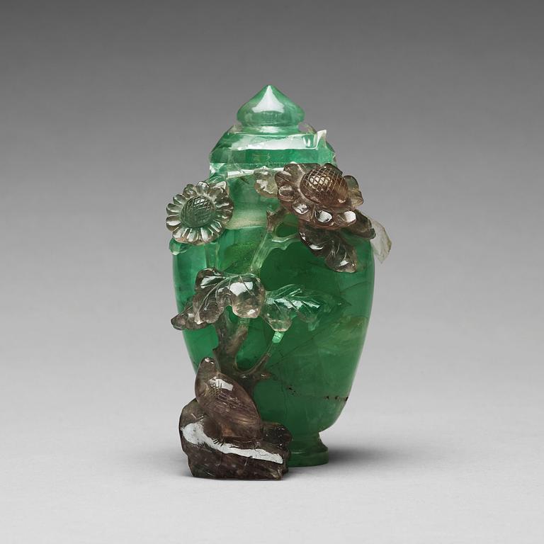 A Chinese sculptured vase with cover, 20th Century.