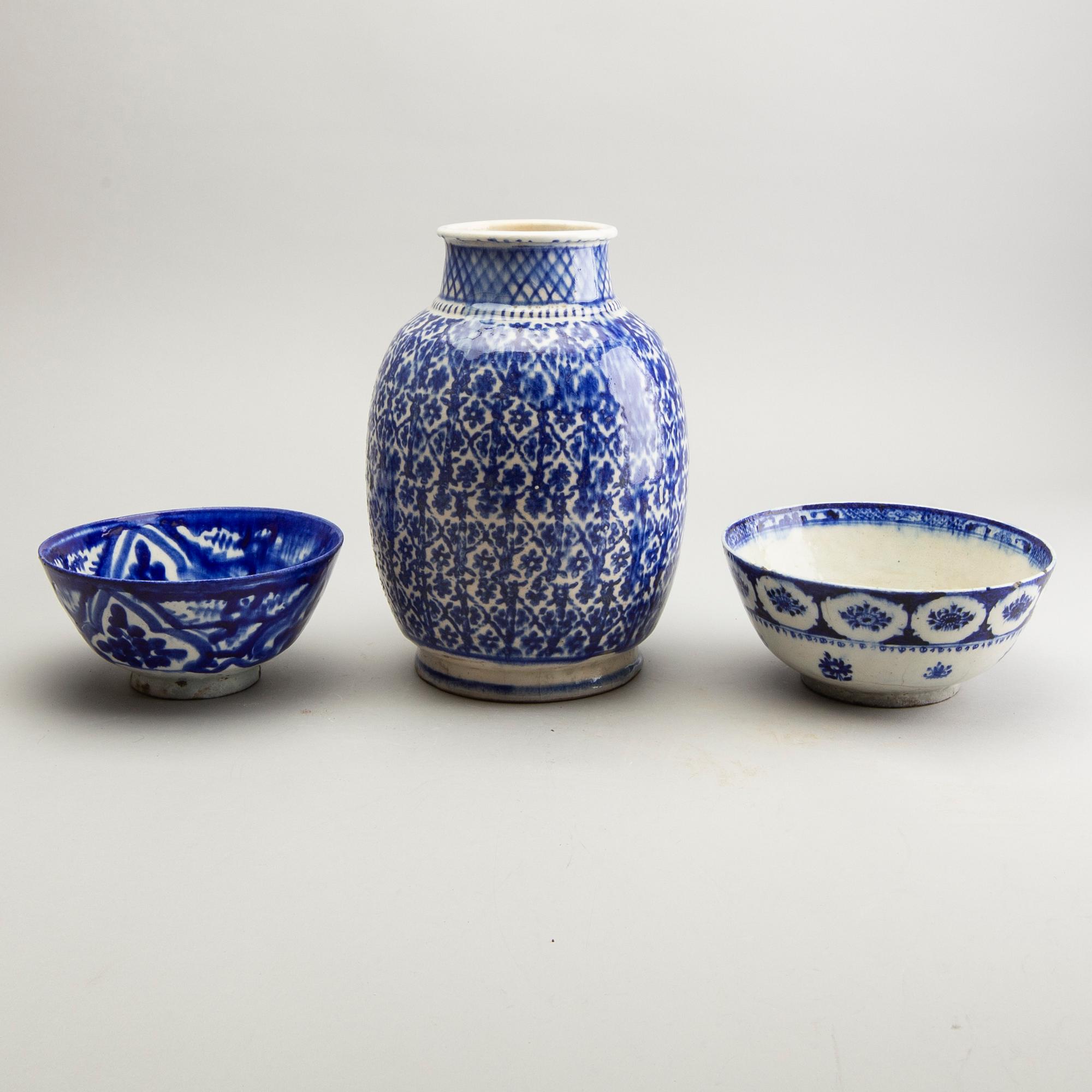A group of persian cream ware, 18th/20th Century.  (9 pieces).