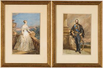 Nicaise de Keyser, watercolours, 2, signed.