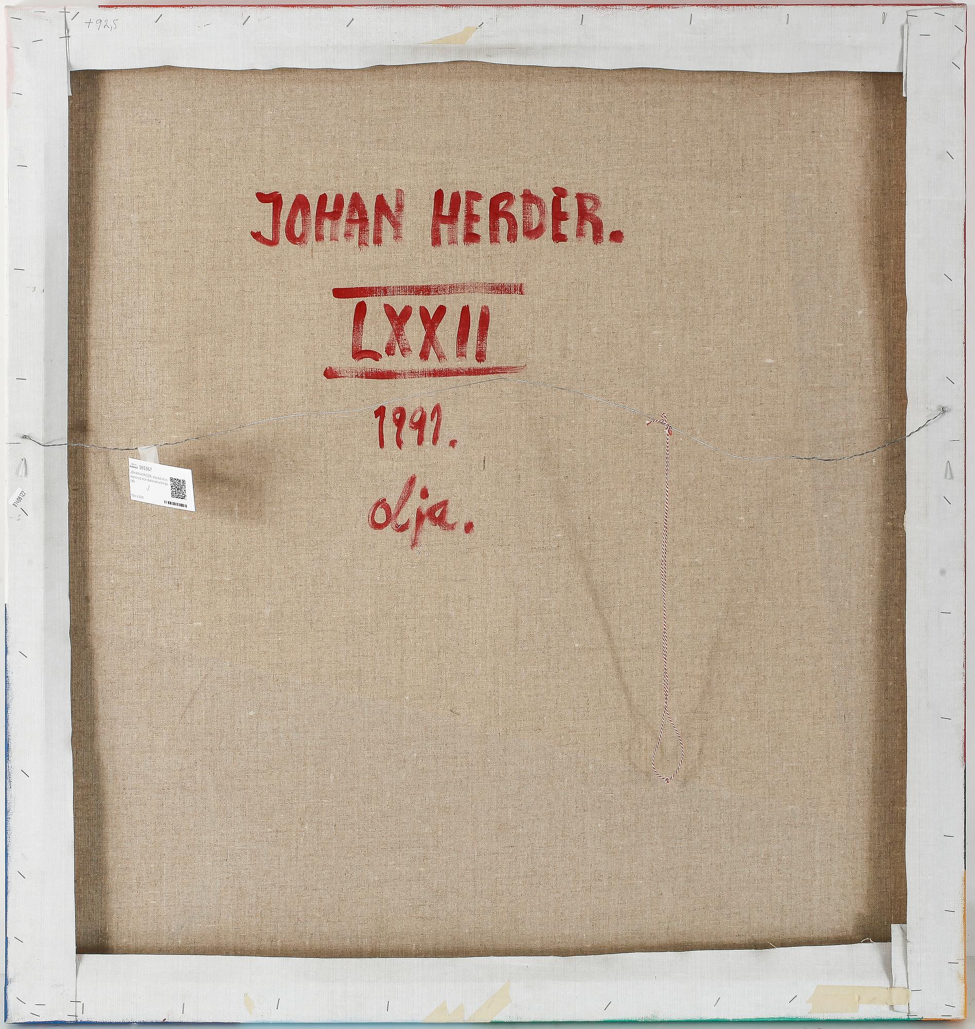 JOHAN HERDER, olja på duk, signerad och daterad a tergo.
