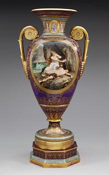 A large Berlin vase, late 19th Century. Signed S Wagner, Wien.