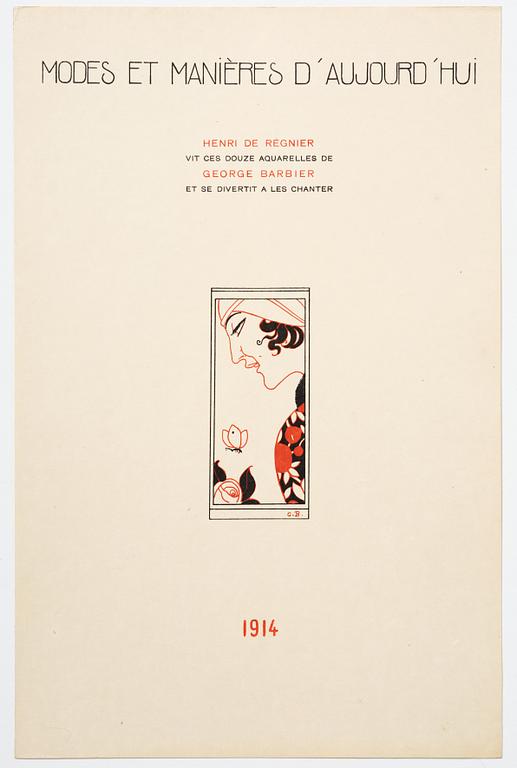 George Barbier, mapp med originalteckning och planscher, "Modes et Manières d'Aujourd'Hui (3e Année)", Frankrike, 1914.