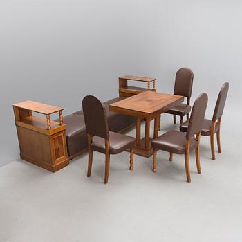 An early 20th century six-piece set of furniture by Armas Lindgren and Onni Tarjanne.