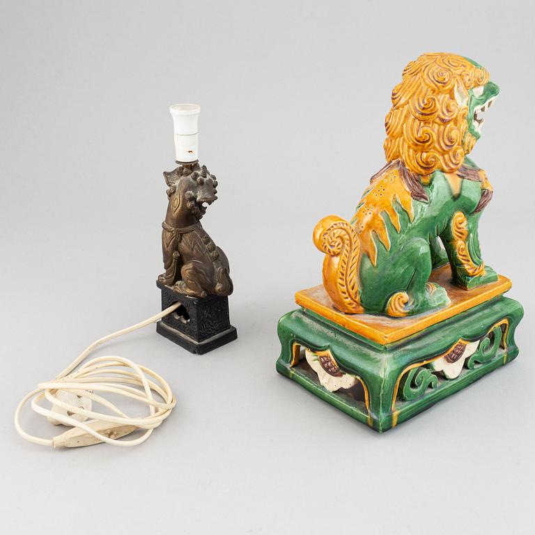 Two Chinese figures of buddhist lions, 20th Century.