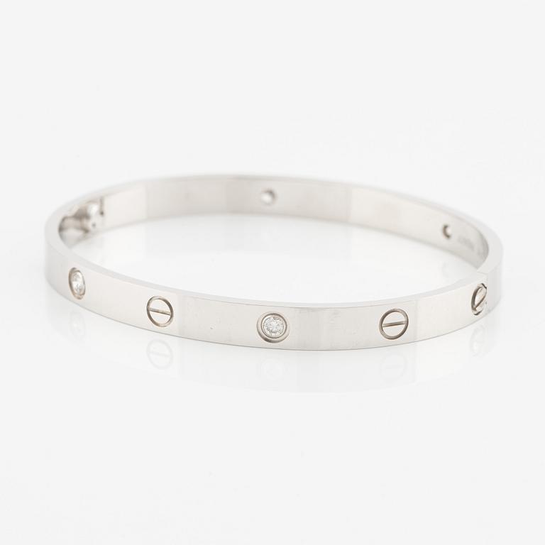 Cartier, "Love" bracelet, 18K white gold with brilliant-cut diamonds.
