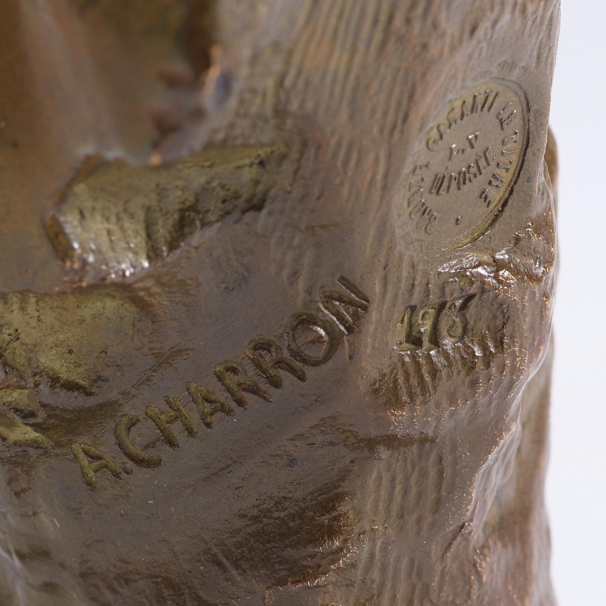 ALFRED JOSEPH CHARRON , grönpatinerd brons, sign A. Charron och märkt 173.
