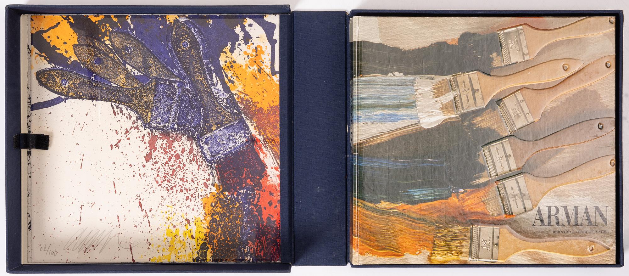 Arman (Armand Pierre Fernandez), FERNANDEZ ARMAN, a book and two signed and numbered lithographs 62/100.