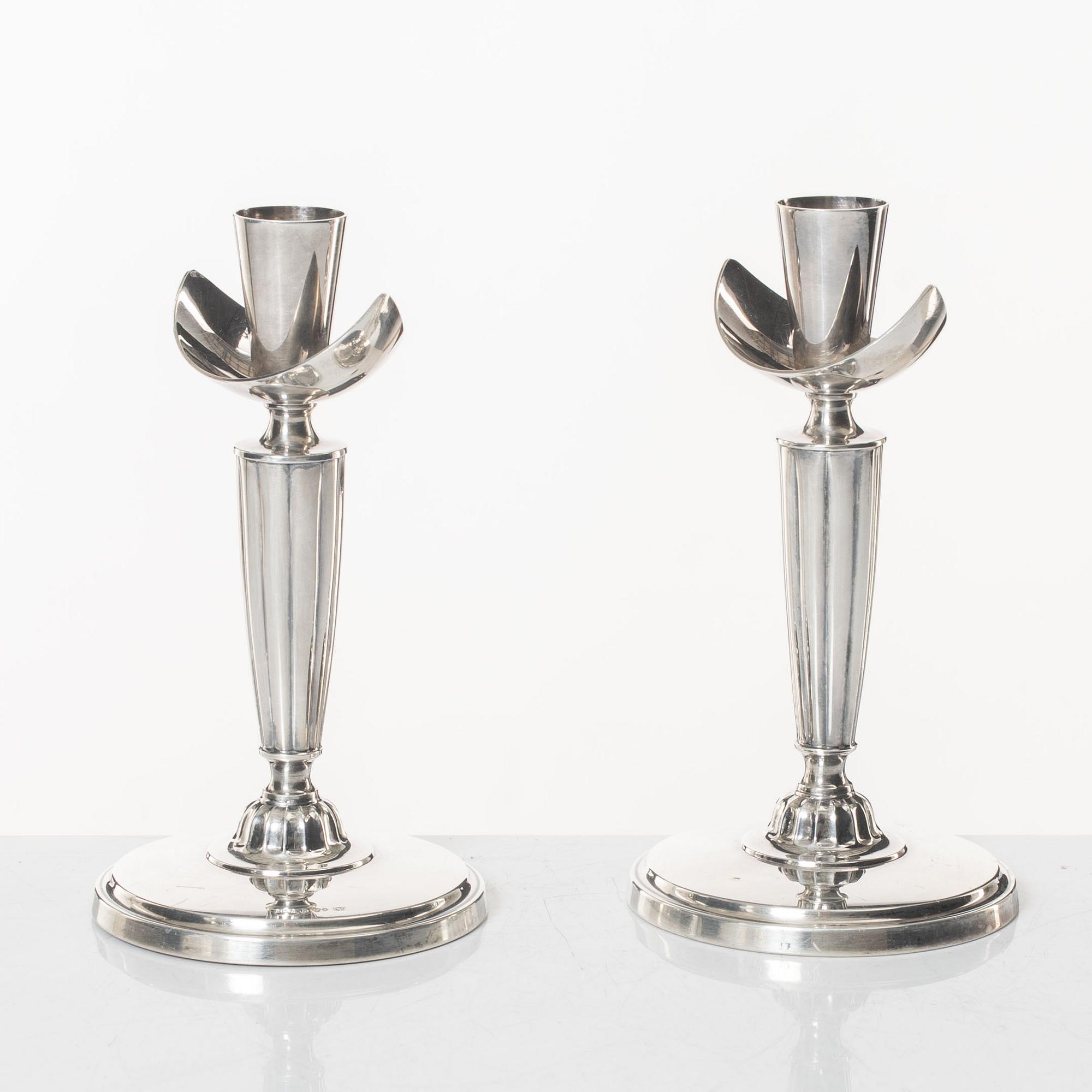 A pair of silver candlesticks, GAB, Stockholm, 1964.