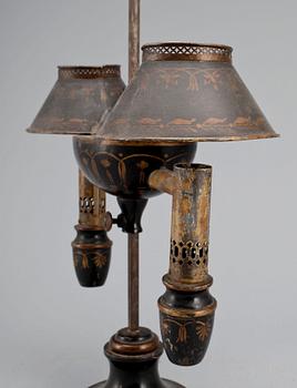 OLJELAMPA, bemålad plåt, empire, 1800-tal.