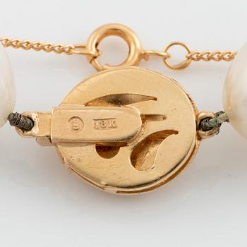 Collier, med odlade Söderhavspärlor, lås 18K guld med briljantslipade diamanter.