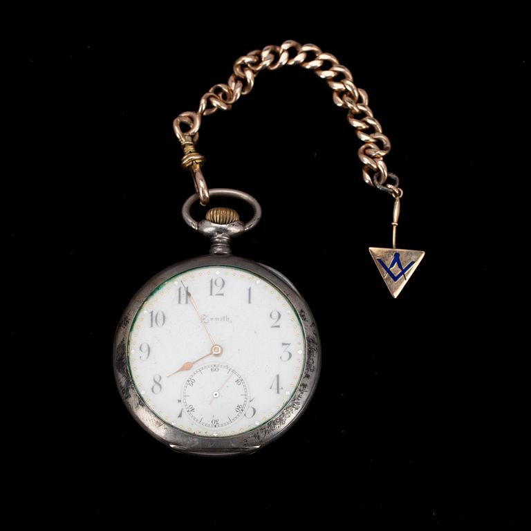 FICKUR Zenith, silver, tidigt 1900-tal, samt KED, guld 14K, vikt ca 13,3 g.