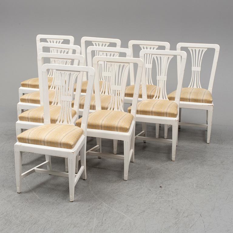 Ten chairs, Gustavian style, early 20th century.
