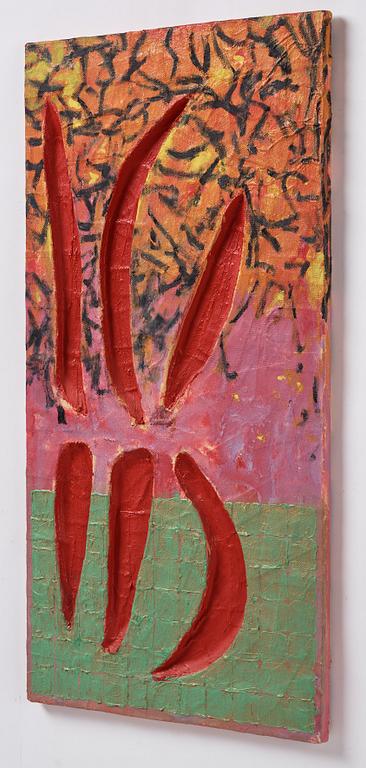 Stephen Buckley, mixed media, signed and dated 1989 on verso.
