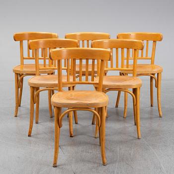 Six beech chairs, mid 20rh Century.