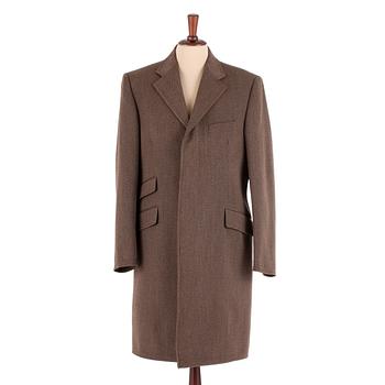 PARK HOUSE, a brown gray cotton cashmere mens coat. Size 50.