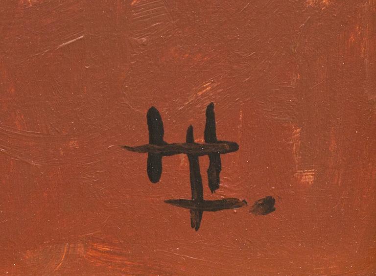 HARIES LAGERBRINK, olja på pannå, monogramsignerad.