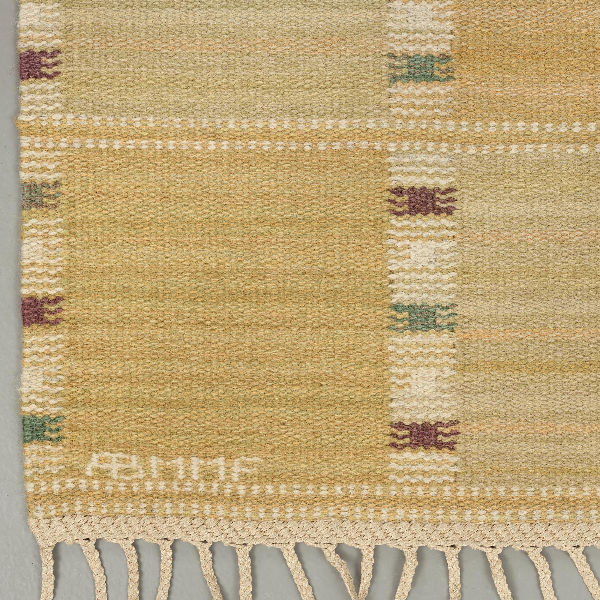 Barbro Nilsson, A CARPET, "Falurutan gul", flat weave, ca 390 x 201 cm, signed AB MMF BN.