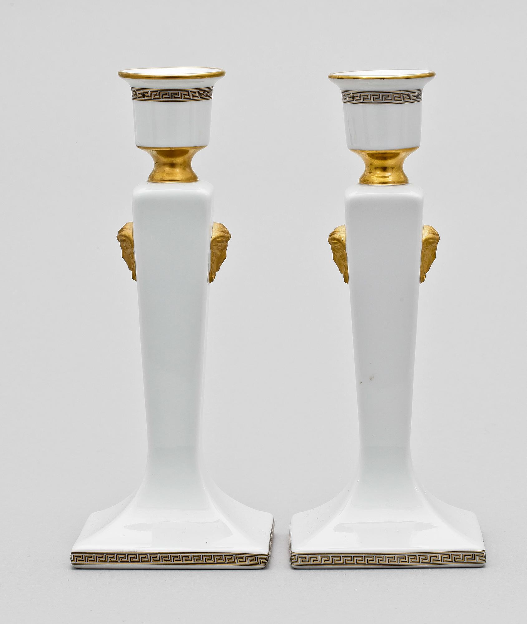 LJUSSTAKAR, ett par, porslin, "Gorgona", Rosenthal för Versace.