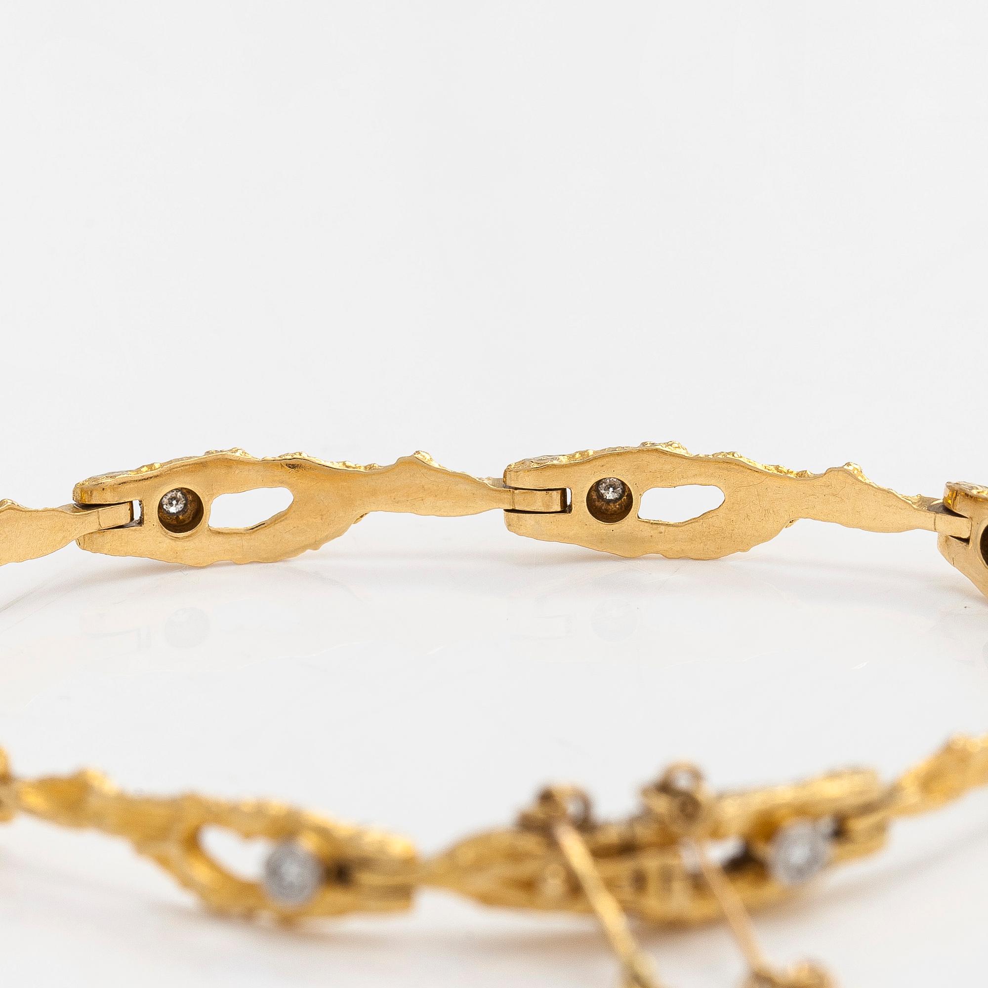 Björn Weckström, an 18K gold bracelet 'Diamond pond' with diamonds for Lapponia 1973.