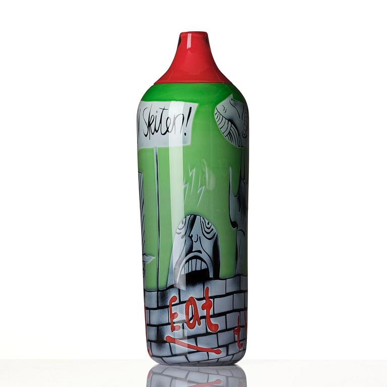 Peter Hermansson, "Eat the Rich", a unique glass vase in graal technique, Sweden, 2009.
