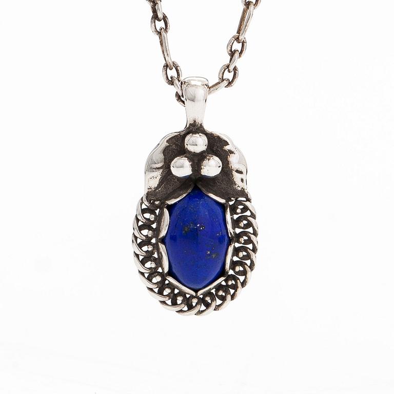 Georg Jensen, halsband med årshänge 1992, silver, lapis lazuli, Danmark.