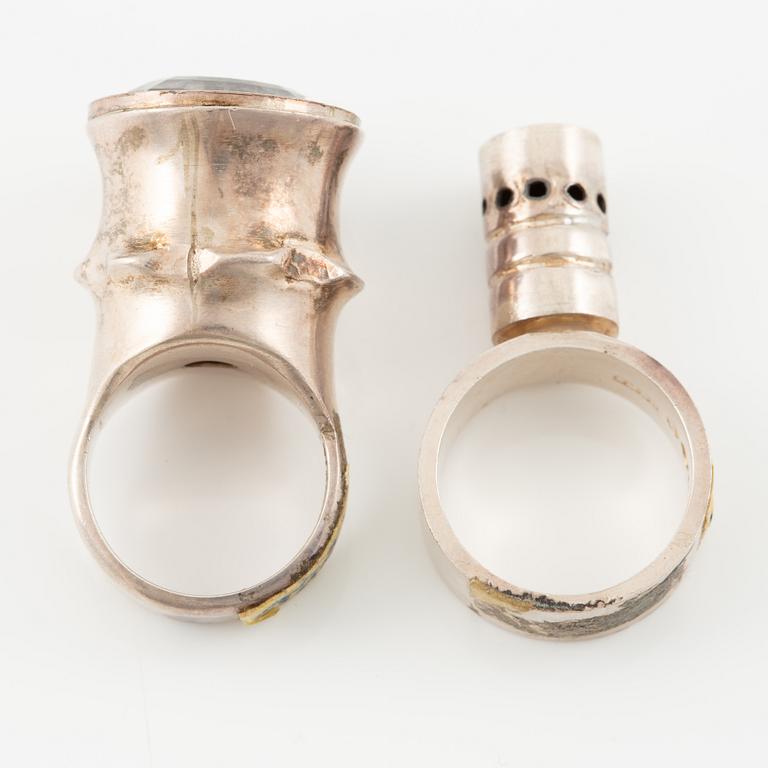 Lars Arby, four rings, sterling silver, Gothenburg 1967, 1969 and 1976.