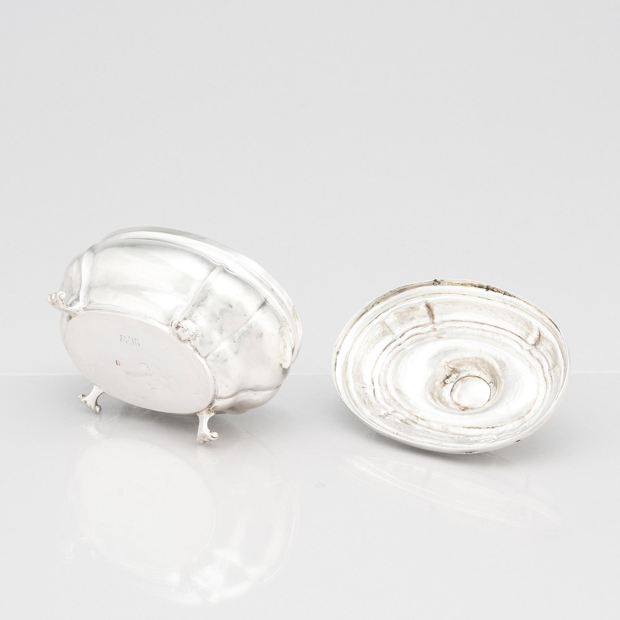 Sockerskrin, silver, troligen Andreas Schneider (1759-1761), Augsburg. Rokoko.