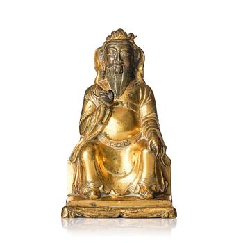 1100. A gilt-bronze figure of Wenchang Wang
Late Ming Dynasty/early Qingdynasty.