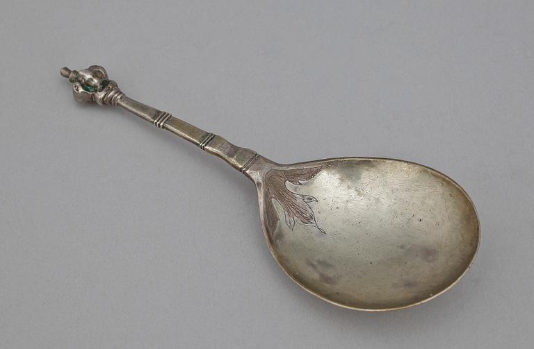 BRÄNNVINSSKED, silver, Johan Wallman, Göteborg, verksam 1706-1739. Vikt 32 gram.