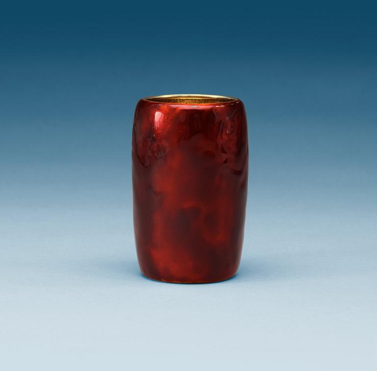 A C.G. Hallberg red enameled silver vase, Stockholm 1912.