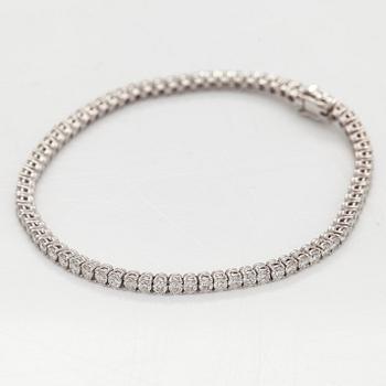 Tennis bracelet, brilliant-cut diamonds, 18K white gold.