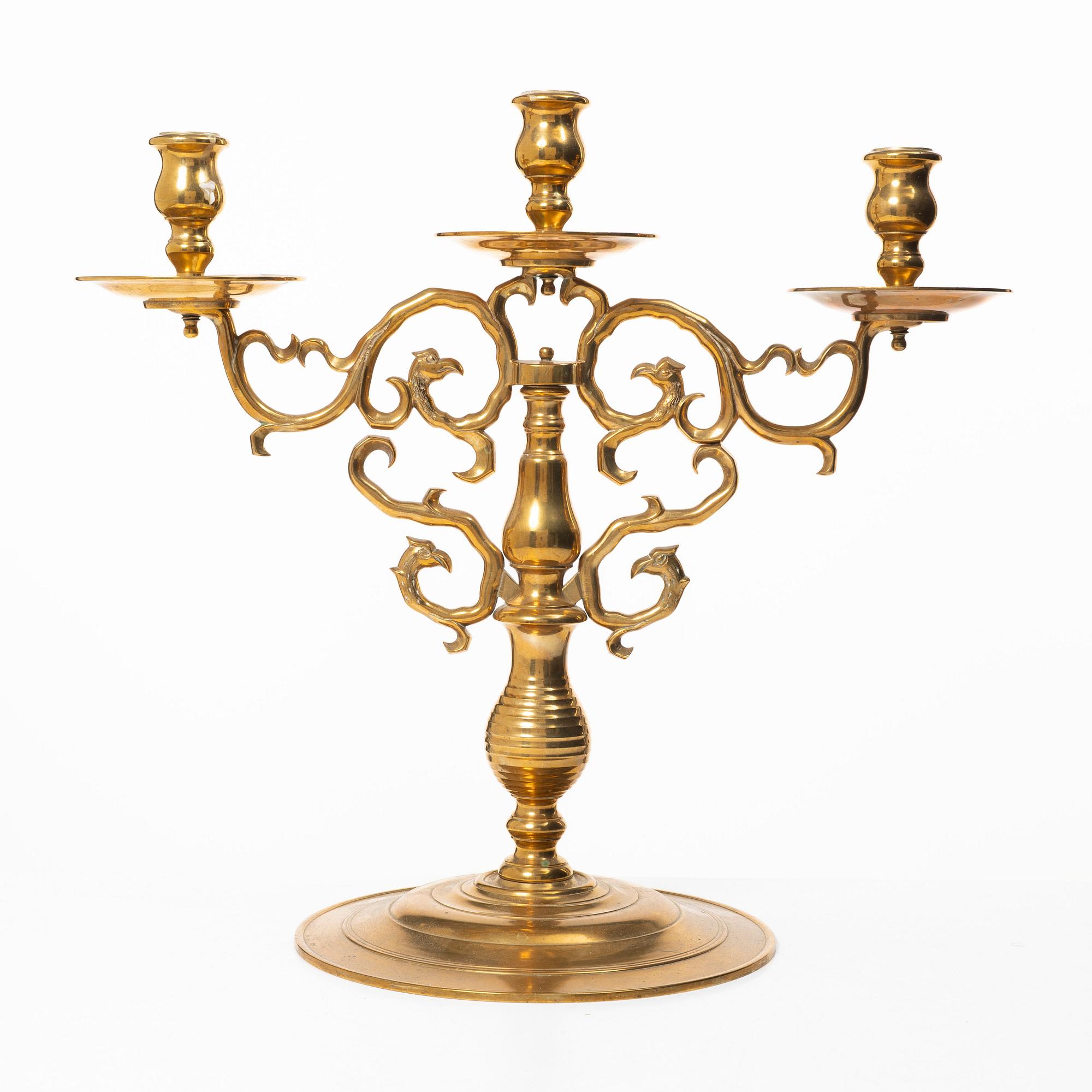 A brass candelabrum, Gusums Bruk.