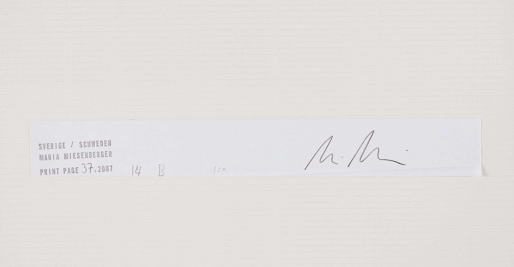 MARIA MIESENBERGER, unik signerad gelatinsilverfotografi samt numrerad och signerad bok.