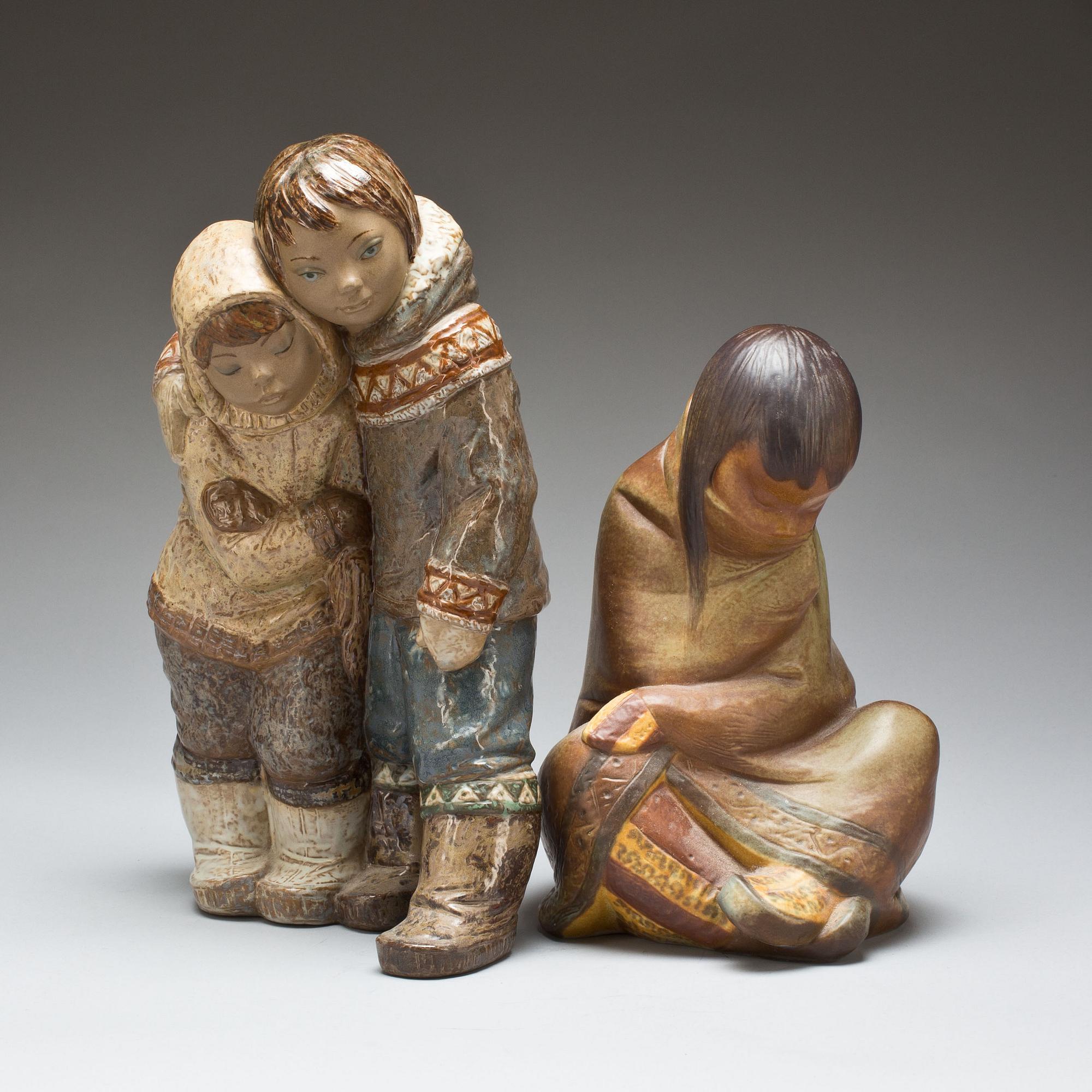 FIGURINER, 2 st, stengods, Lladro.