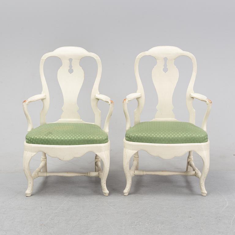 A pair of rococo armchairs, mid 18th Century.
