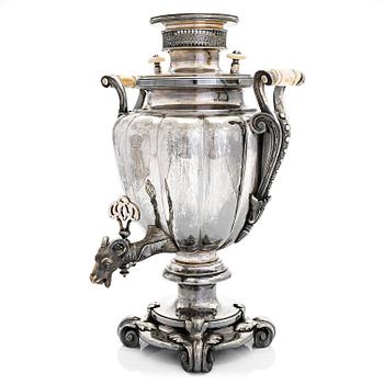 An Alexander Katsch silver-plated samovar,  Saint Petersburg, late 19th century.