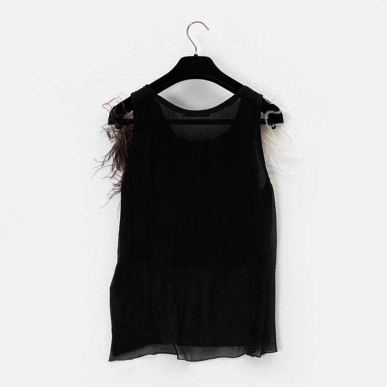 Céline, a silk and feather top, size 34.